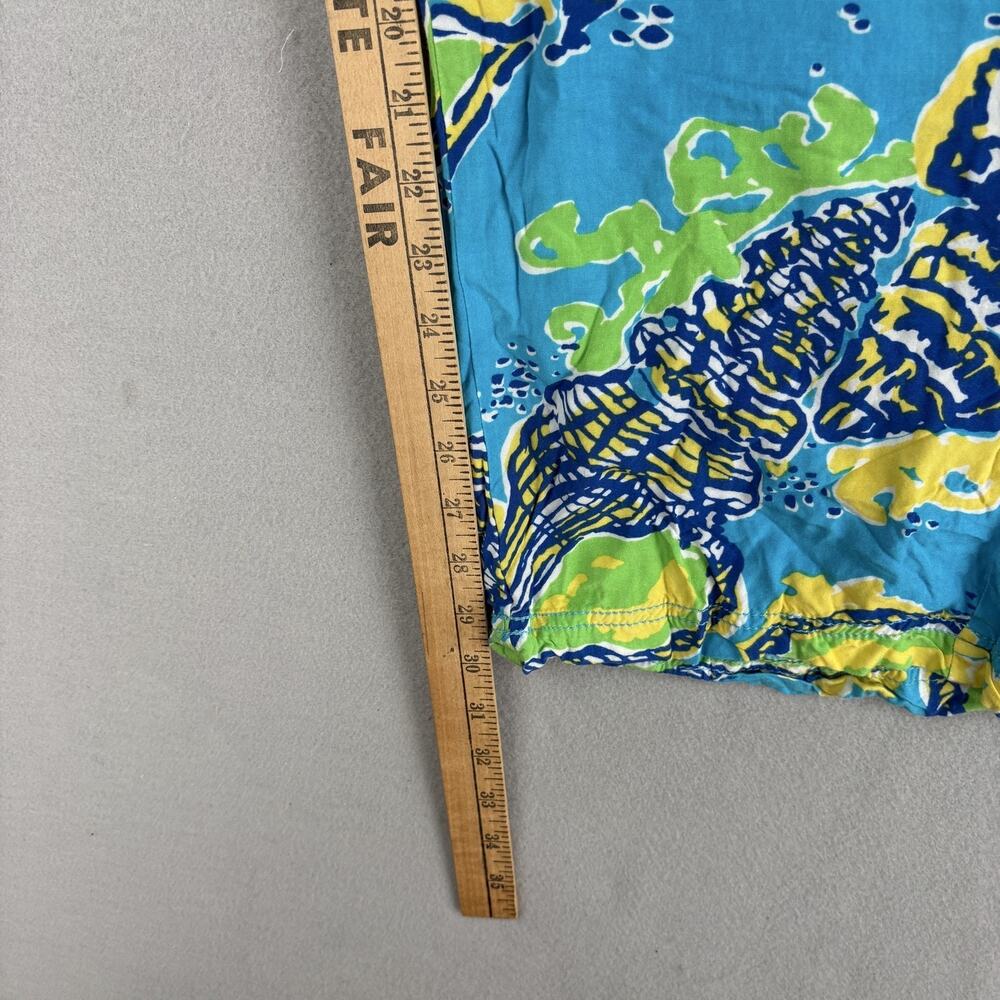 Lilly Pulitzer Pants Womens XL Blue Shell Print Rayon Straight Leg Tropical - Picture 12 of 16